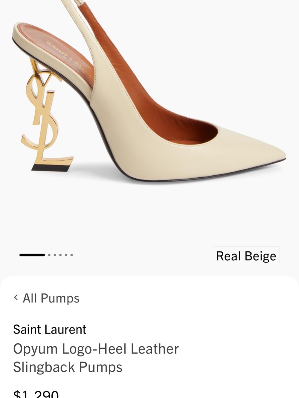 Saint Laurent YSL Opyum 100mm Ivory Slingback Pumps YSL Logo Heel - Picture 14 of 14